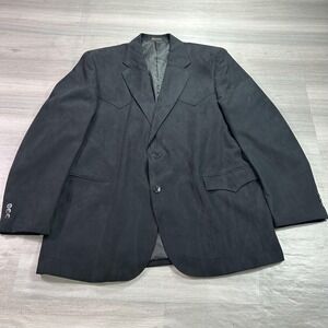 Circle S Blazer Mens 48L Suede Black Western Cowboy Sport Coat Jacket 2 Button